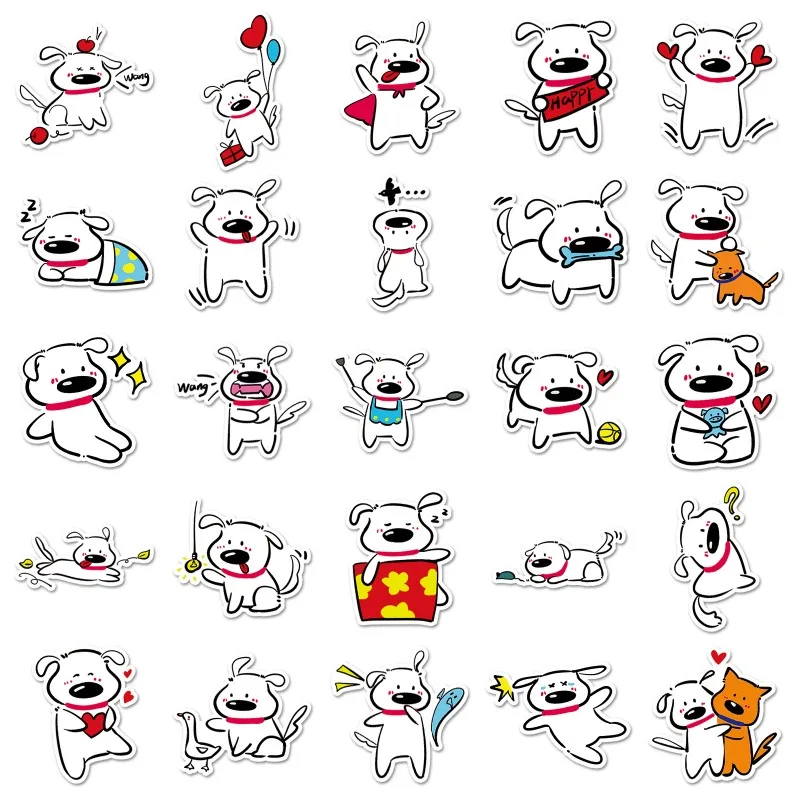 50pcs Maltese Cartoon Stickers Suitcase Stationery Water Cup Mobile Phone Car Scooter Laptop Refrigerator Decorative Stickers