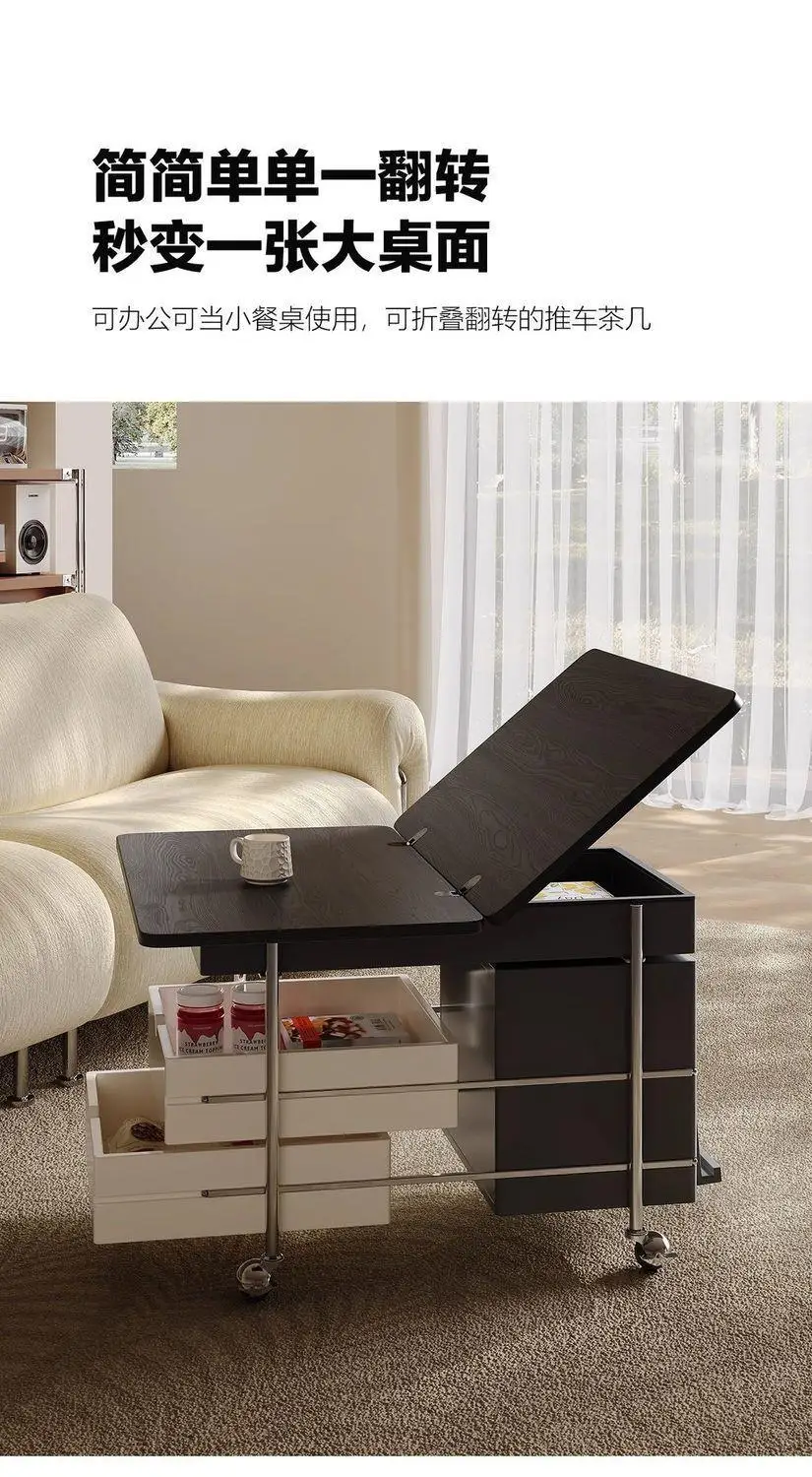 Multifunctional sofa side table removable coffee table folding cart
