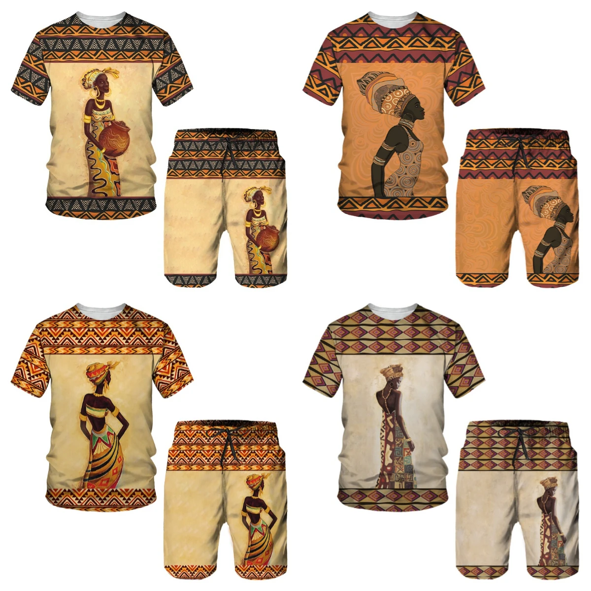 

25-26 Summer Hot-selling Fashion Trend Luxury Suit 3D Printing American Street Breathable Quick-drying T-shirt Shorts Set