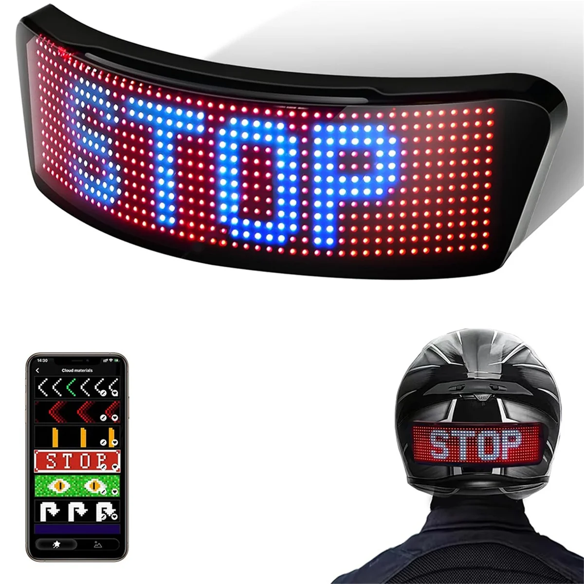 LED Smart Cycling Helmet Taillight, Motorcycle Helmets Light with Turn-Signals Spee eter and Programmable APP