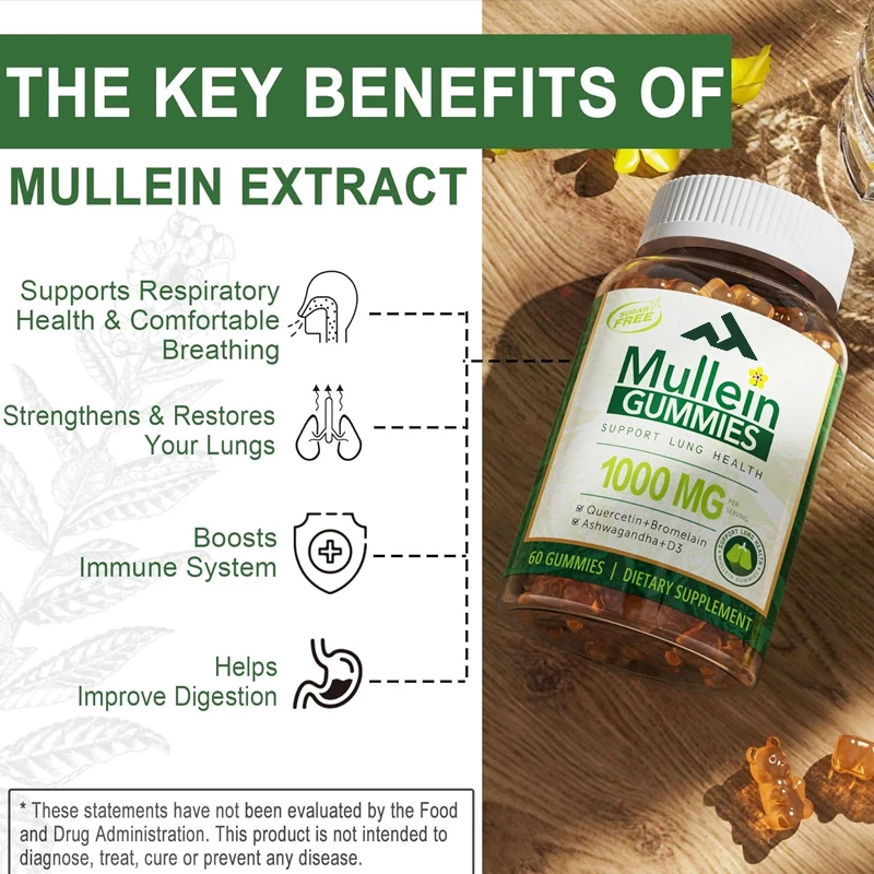 Mullein Lung Lobe Extract, Used As A Lung Cleansing Supplement for The Respiratory System, for Digestive Support, Vegetarian