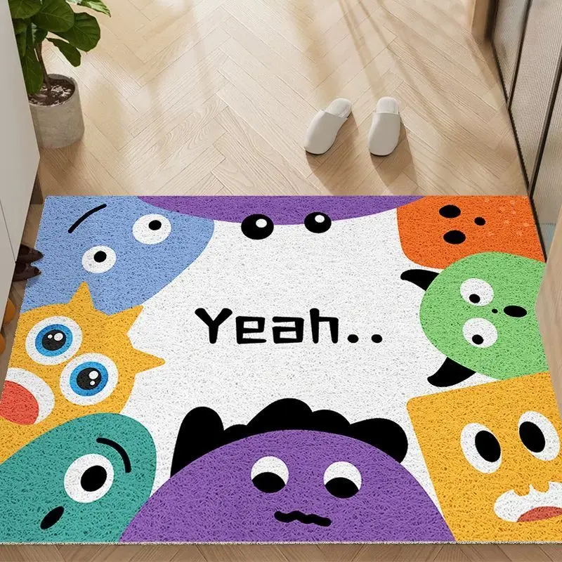 Modern Cartoon Welcome Entry Floor Mat Doormat Doorway Porch Wire Ring Carpet Household Wear-resistant Dirty Resistant Doormat