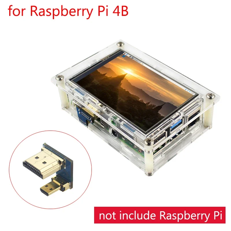 PANTALLA TÁCTIL PARA Raspberry Pi 4 modelo B, 3,5 pulgadas, 480x320 a 1920x1080, pantalla LCD, funda acrílica para Raspberry Pi 4b/3B /3B