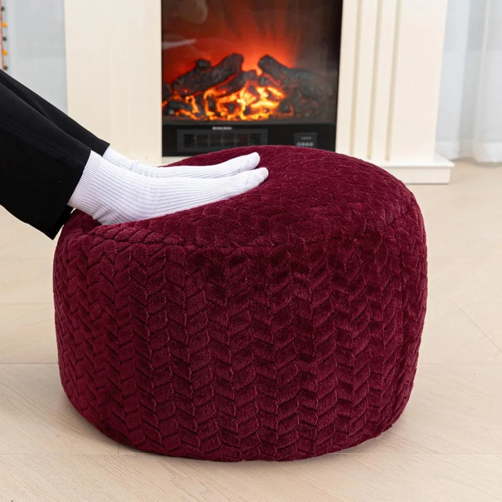 Padded footstool for living room bedroom floor storage footstool, round footstool 20