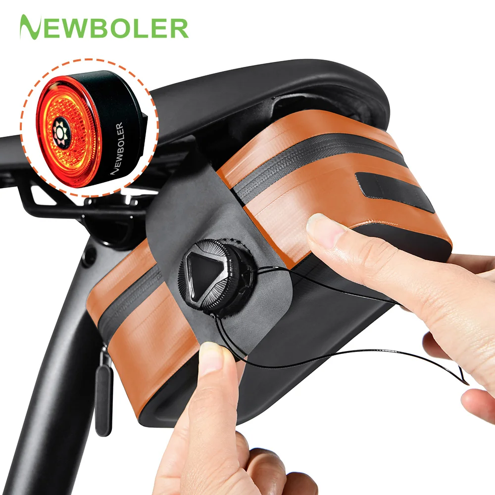 

NEWBOLER Bicycle Saddle Bag Seamless Waterproof Wear-Resistant Rotating Lacing Buckle Mini Saddlebag Bike Accessory