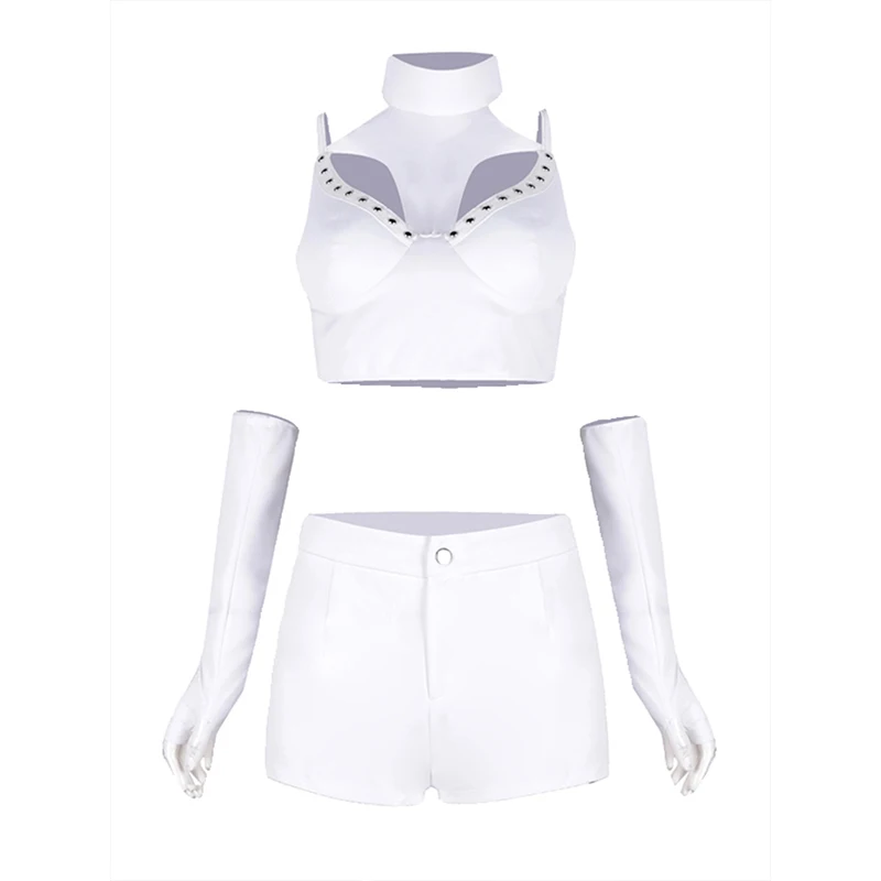 Pole Dance Clothing Women Jazz Costume White Suit Tops Shorts Hip Hop Gogo Dance Performance Outfit Rave Drag Queen Wear BL12901