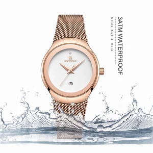 Naviforce Women's Wristwatch, Quartz, Stainless Steel, Waterproof, Simple, Fashion, For Girl 10 Main Sales Naviforce Female - №4