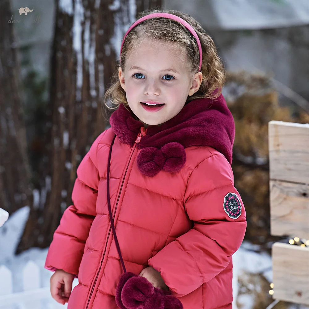 

Dave Bella Girls Down Jacket Autumn Winter Baby Thick Plush Hooded Kids White Duck Down Overcoat Warm Children Clothes DB4253621