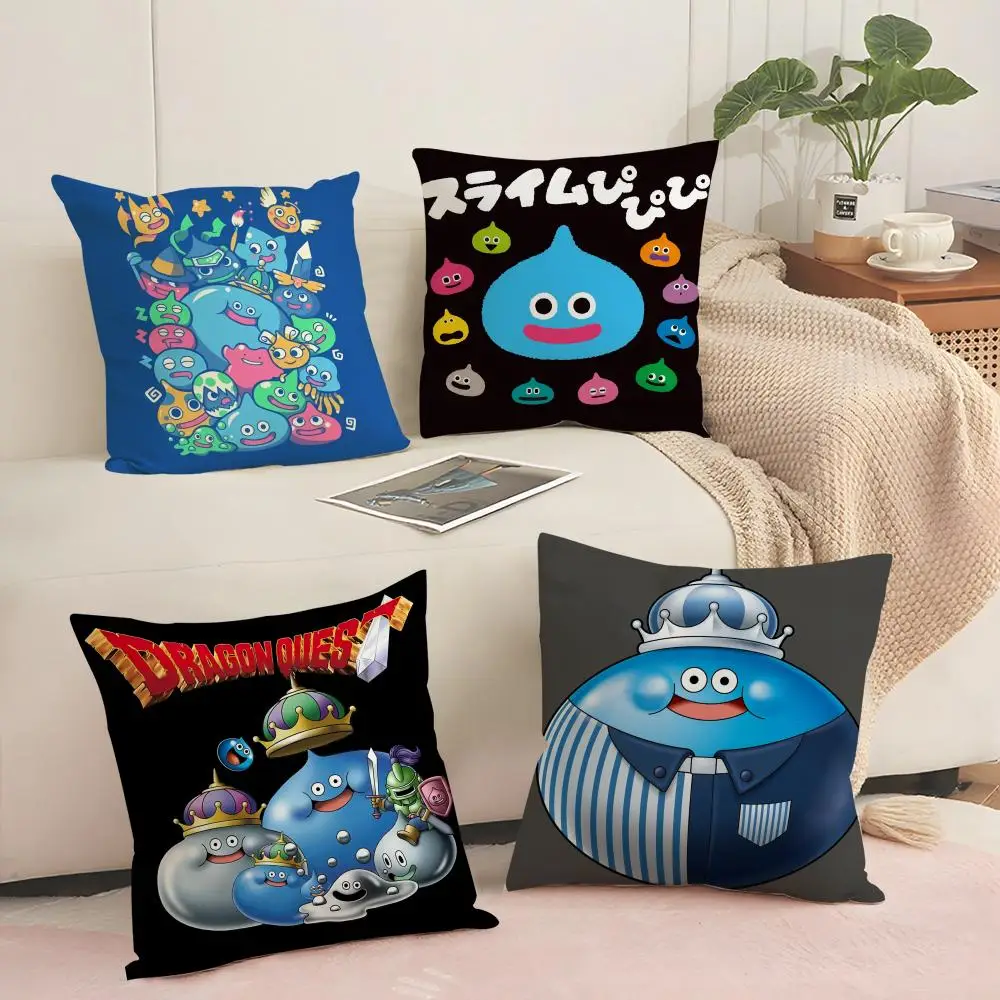 D-Dragon Quest Rocket Slime Cushion Cover Silky Short Plush Sofa Pillow Cover Hidden Zipper Soft Dustproof Case for Home Decor