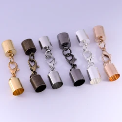 10pcs/Lot 2.5-10mm Lobster Clasps Leather Cord Bracelet  Hooks Crimps End Tip Caps Connectors For DIY Jewelry Making Findings