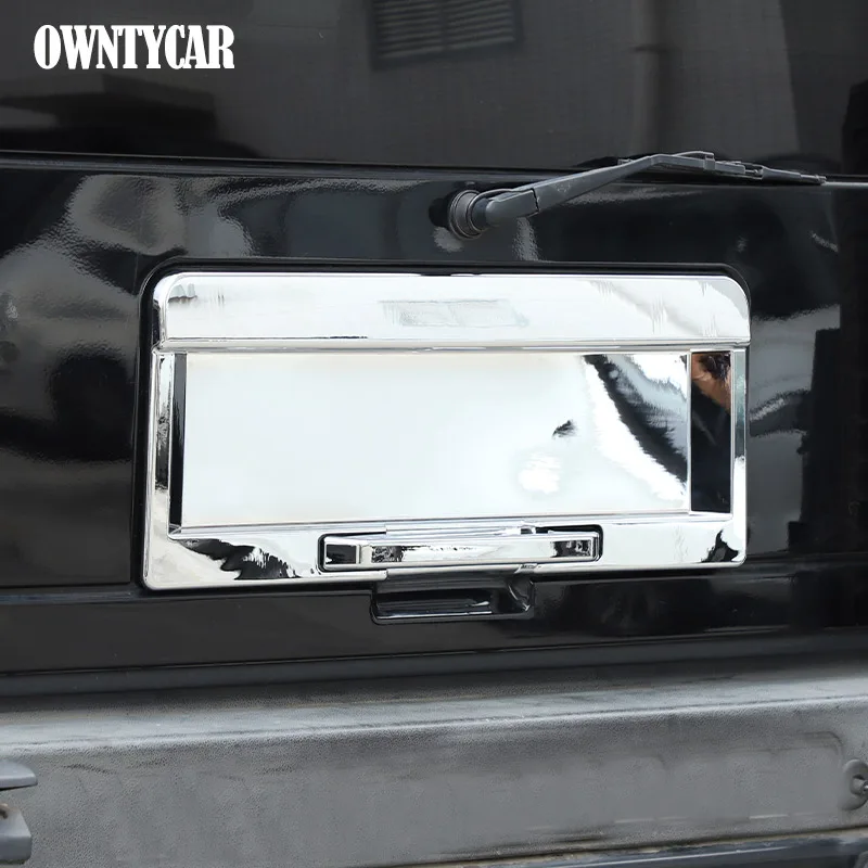 

For Hummer H2 2003-2009 ABS Glossy silver Car Tailgate License Plate Protection Frame Decorative Sticker Car Accessories
