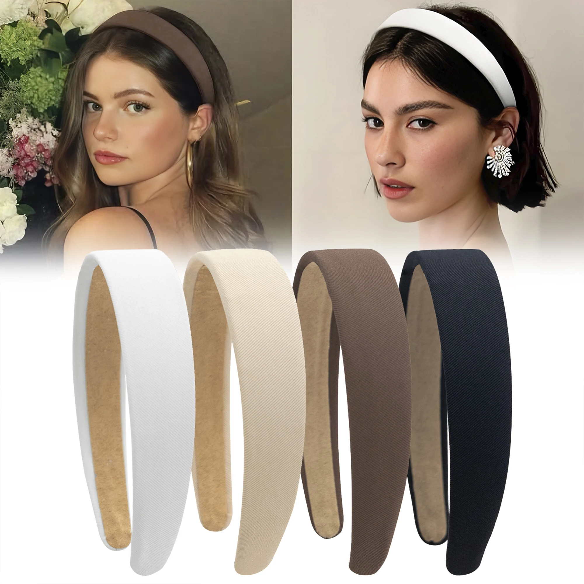 

4pcs Elegant Hair Pressing Wash Hair Binding Band for Women, New Summer Design, Wide-rimmed Black Hair Clip Headband Headpiece