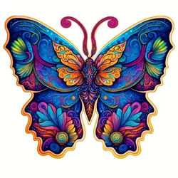 Wooden Jigsaw Puzzles Colorful Butterfly With Beautiful Gift Package Wooden Animal Puzzle Unique Shaped Pieces Best Gifts