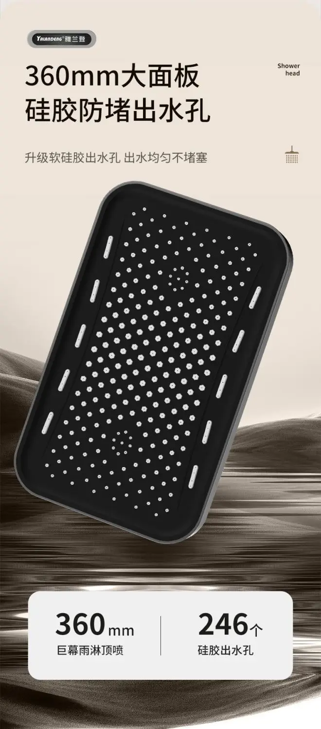 New 14in 36CM Big Panel Rainfall Shower Head Large Flow High Pressure Top Sprayer Supercharge Shower Head Bathroom Accessories