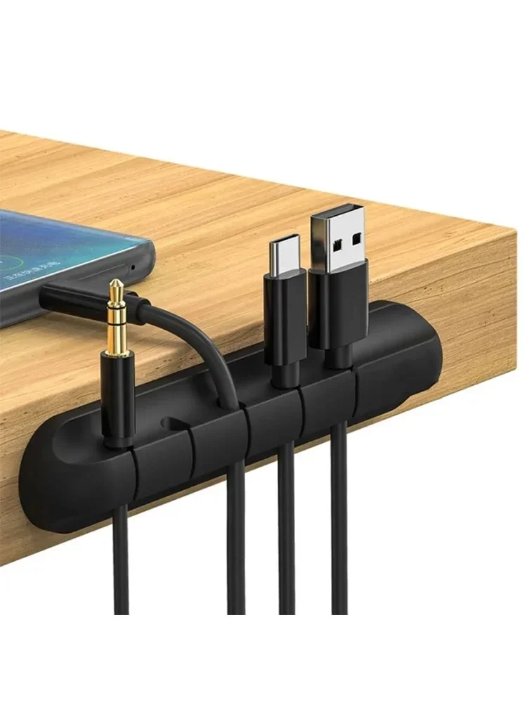 Organisateur de câbles USB en Silicone, enrouleur de câble de chargement USB, Clips de gestion bien rangés pour bureau, support de câble pour souris, accessoires pour écouteurs