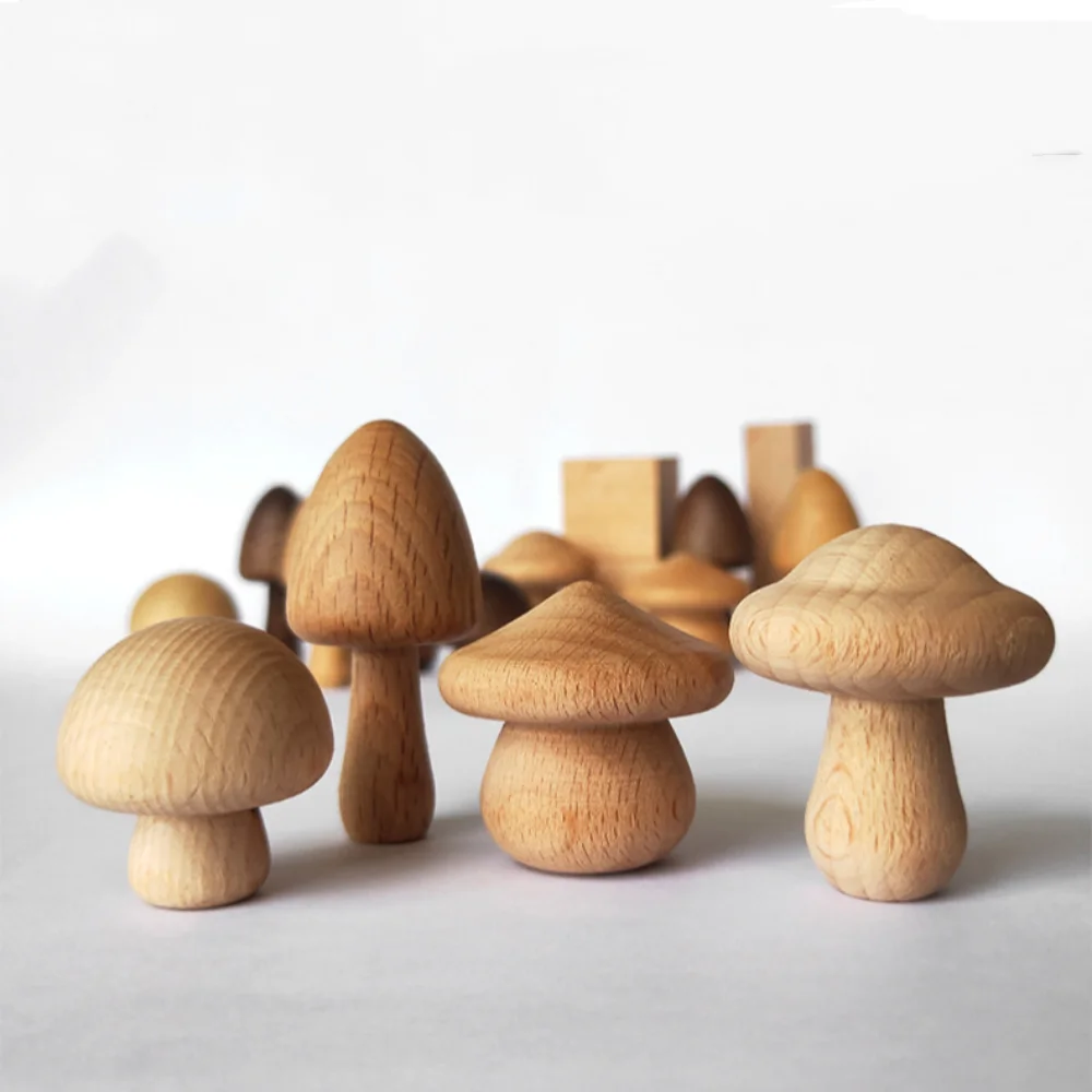 Wooden Mushroom Wall Hook Self-Adhesive Mushroom Shape Bag Hangers Coat Hat Key Hooks For Bedroom Living Room Decoration