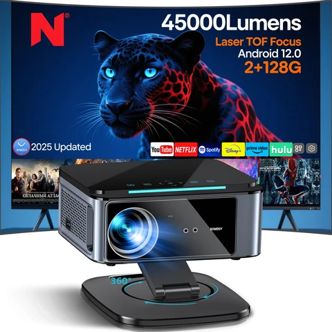 Projetor a Laser TOF XIWBSY 2026 45000 Lumens Projetor Portátil 4K Android 12.0 LED WIFI6/20MS