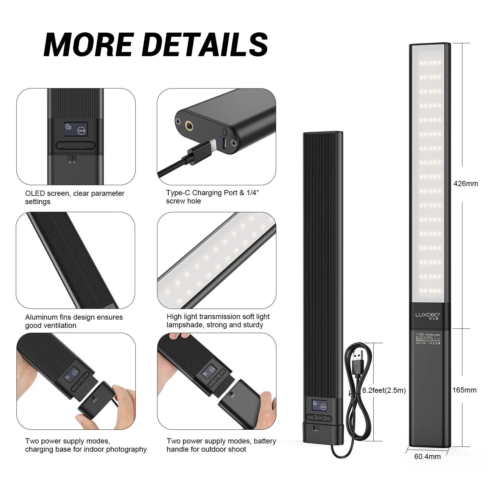 Ручной штатив для фотостудии P6, 3200K-6500K, с приложением и дистанционным управлением