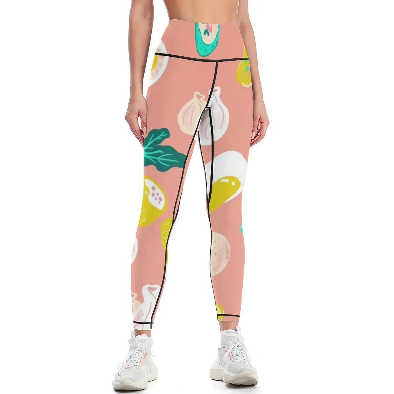 

Eat Dim Sum Pink by Cindy Rose Studio Leggings push up legging sport set Women's fitness gym wear Womens Leggings