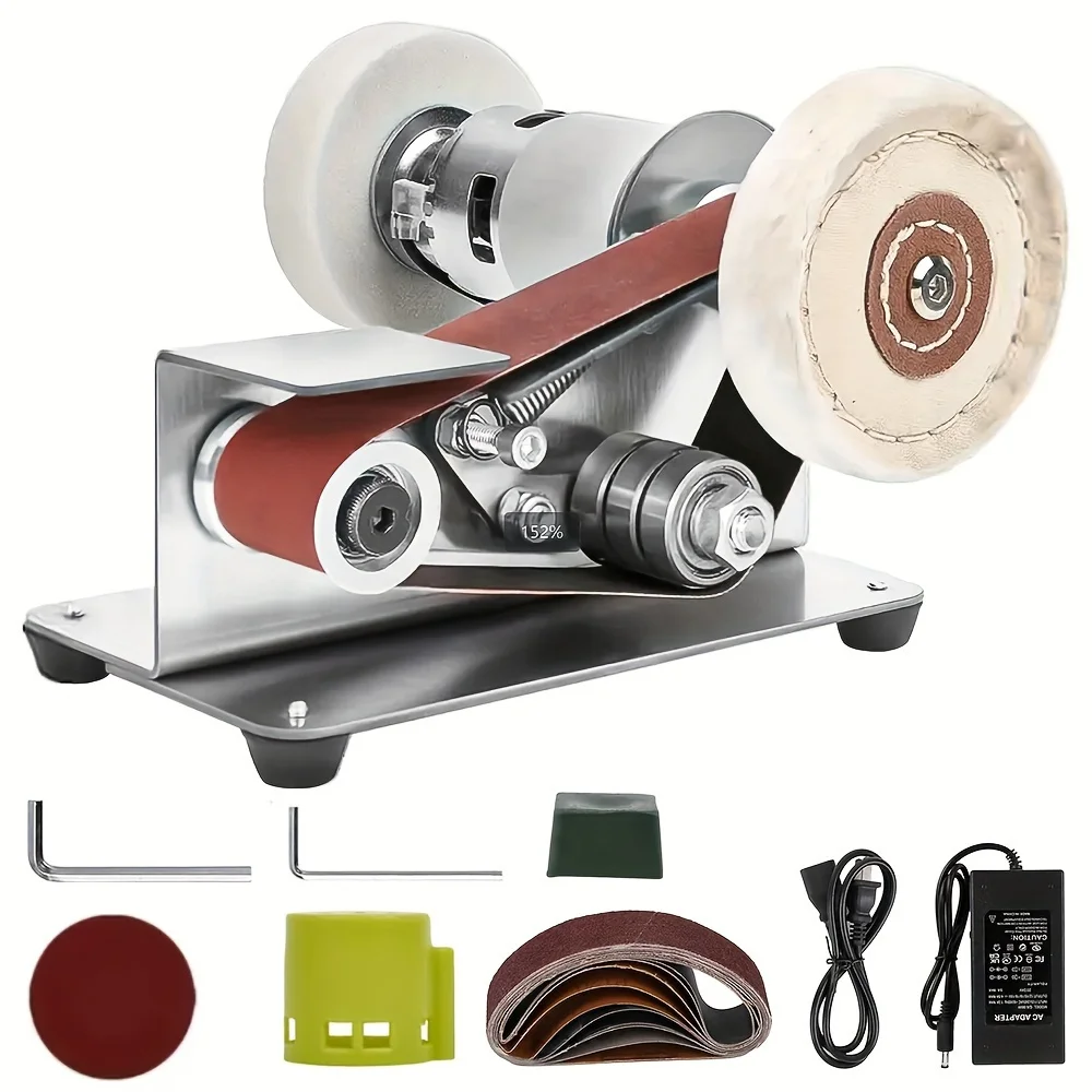 Mini Belt Sander Kit, 15 Degree Belt Grinder, 7 Adjustable Speed Diy Polishing Grinding Machine, e-Knife Sharpener