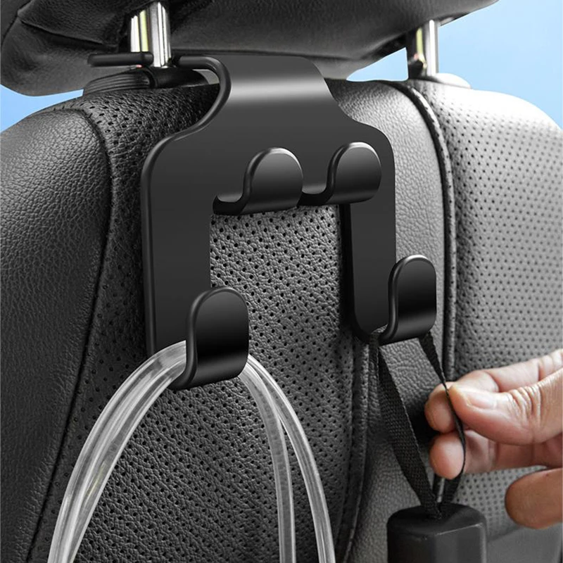 Car Seat Headrest Hook Hanger Black Storage Organizer Universal For Handbag Purse Coat Fit Universal Vehicle Car Holder Black