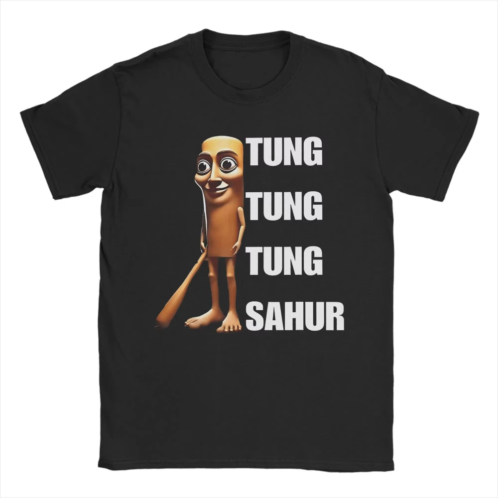 تي شيرت رجالي تونغ تونغ صحور فريد من نوعه من القطن الخالص تي شيرت قصير الأكمام الإيطالية Brainrot تي شيرت الياقة المستديرة الملابس المطبوعة