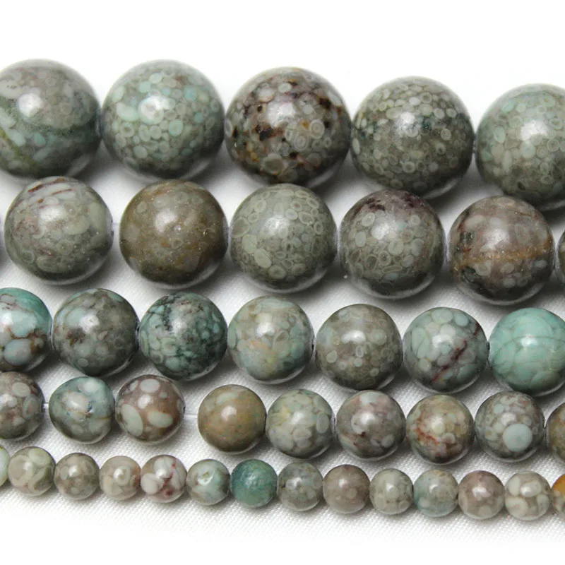 Natural Stone Beads Smooth Round Chrysanthemum Stone Loose Beads 4-12mm For Jewelry Making DIY Charm Bracelet Necklace Handmade