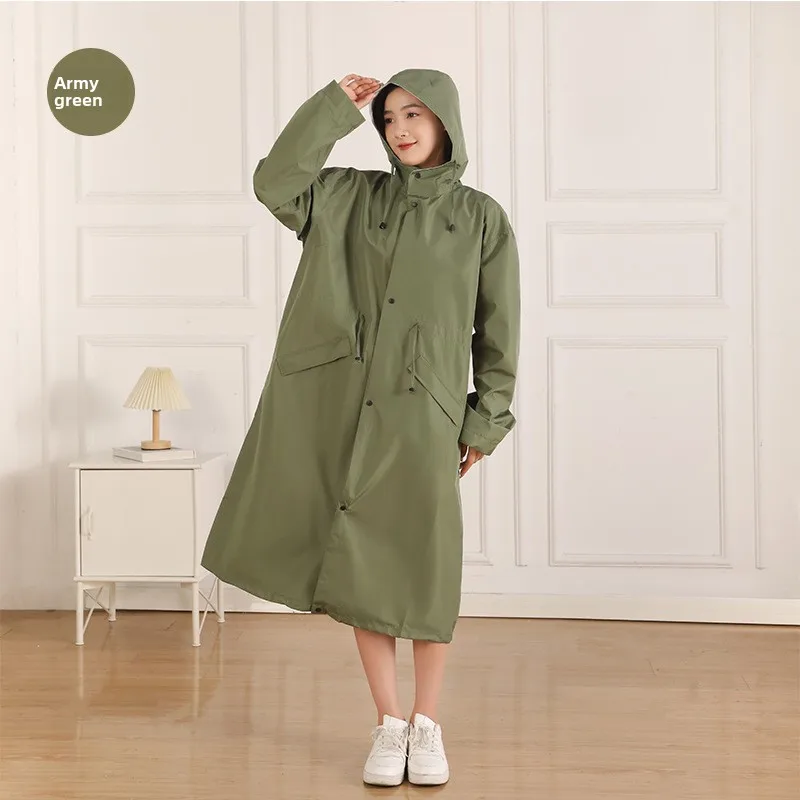 

Fashion Trench Coat Raincoat, Lightweight Chunya Spun Material, Rainstorm Proof Long Jacket for Men Women Outdoor Hiking