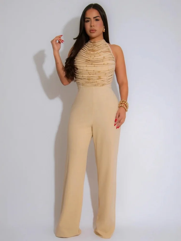 Wmstar Jumpsuits Wonmen Wholesale High Neck Sleeveless One Pieces Clothes for Woman Romper Designer Woman Clothing 2025 Fancy