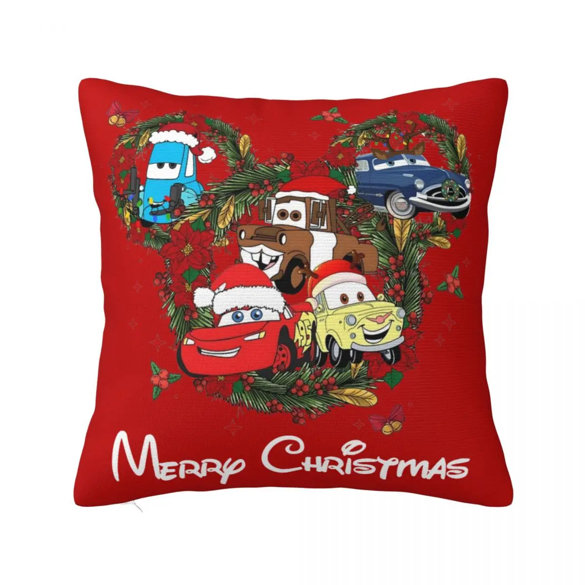 Merry Christmas Mouse Mickey Car Pillowcase Soft Polyester Cushion Cover Gift Lightning Mcqueen Pillow Case Cover Home Square