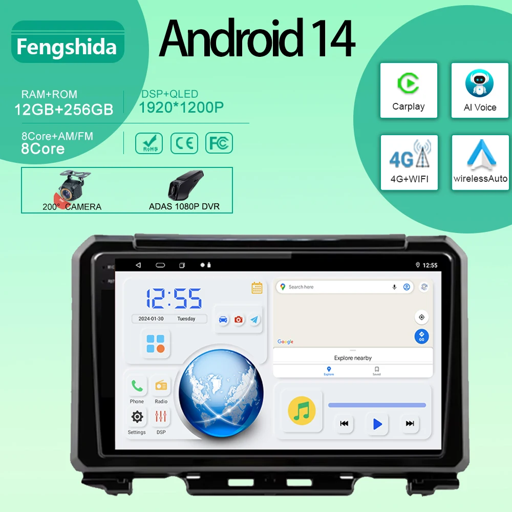 

Carplay Android Auto For Suzuki Jimny 2018 2019 2020 Car Radio Multimedia Video Player Stereo GPS Navigation 5G WIFI DSP No 2din