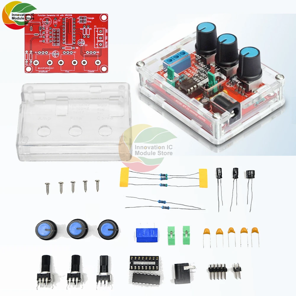 XR2206 Function Signal Generator DIY Kit Sine/Triangle/Square Output 1Hz-1MHz Signal Generator Adjustable Frequency Amplitude