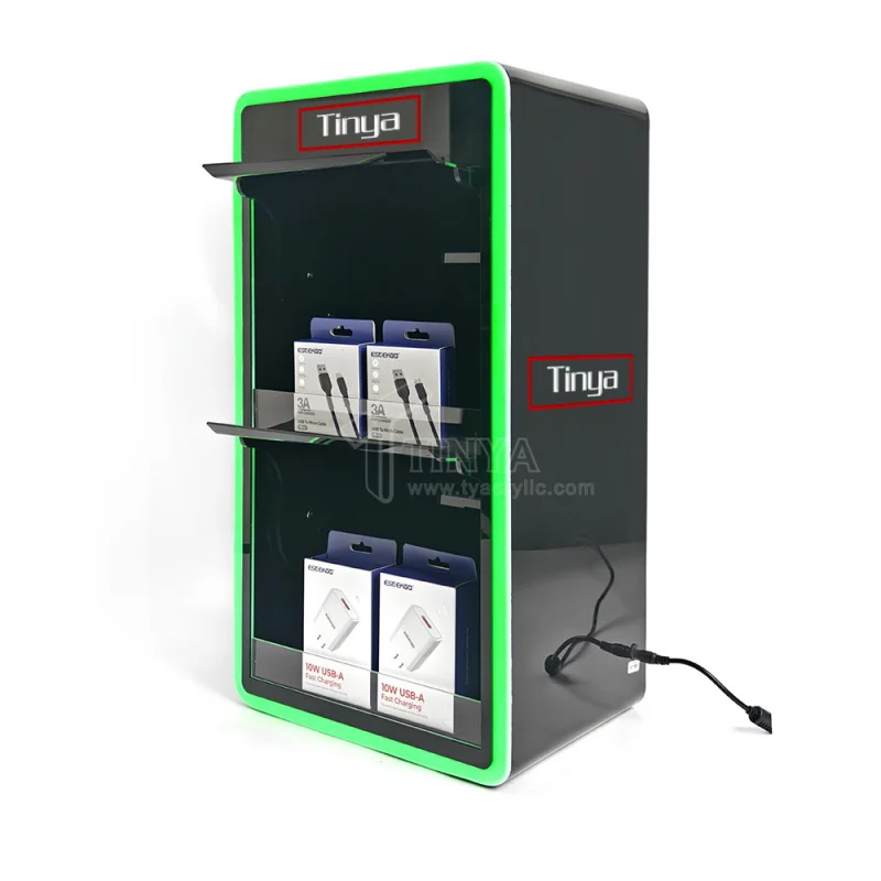custom.TINYA Ready Stock Led Lights Counter Display Stand Cabinet Rack Acrylic Display Smoke Shop