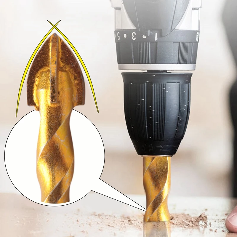 Set mata bor baru untuk ubin, beton, batu bata, kaca, plastik dan kayu, 5 buah (5Mm.6Mm.8Mm.10Mm. Mata bor ubin, ujung karbida Tungsten 12Mm