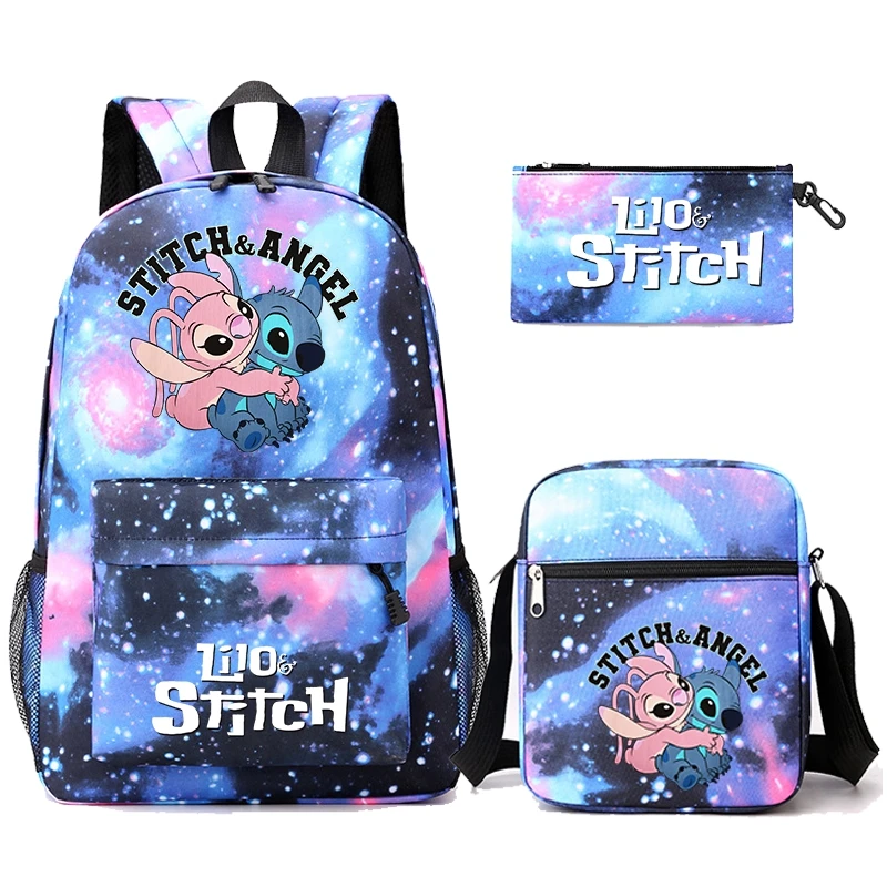 

3Pcs/set Disney Lilo Stitch Backpack Teen Student Schoolbag Boys Girls Rucksacks Big Capacity Cartoon Travel Bags Women Bookbag