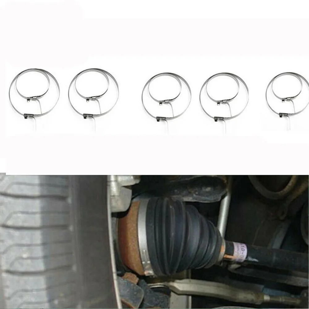 

10 PCS Axle CV Boot Clips Kit 6mm×10-19inch Left Right Front Rear Stainless Steel Axle CV Joint Boot Crimp Clamp Set On Vehicle