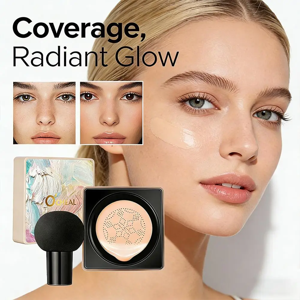 Creme CC Mushroom Head Air Cushion, Base Hidratante, Corretivo à Prova d'Água, Maquiagem Facial Iluminadora BB Whitening Bas S7F8