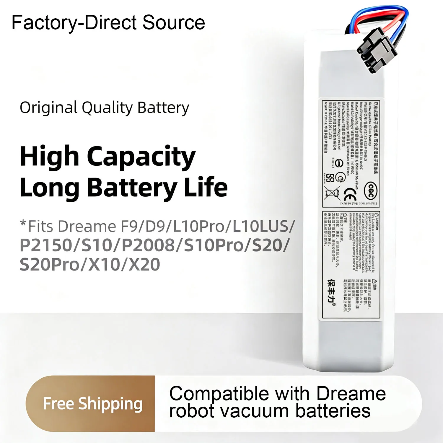 14.4V 5200mAh Replacement Battery 4S2P-MMBK P2150-4S2P-XWDLS For Xiaomi Mijia Vacuum Cleaner Dreame S10 D9 F9 L10Pro L10Plus