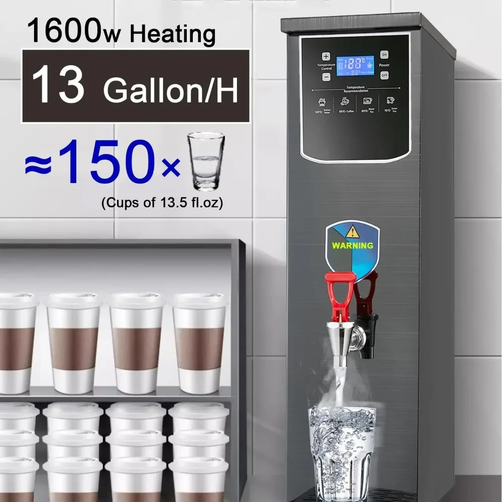 

Water Dispenser,Commercial Water Boiler Electric Warmer Black Hot Water Machine, Stainless Steel, 1600W Fast Heating