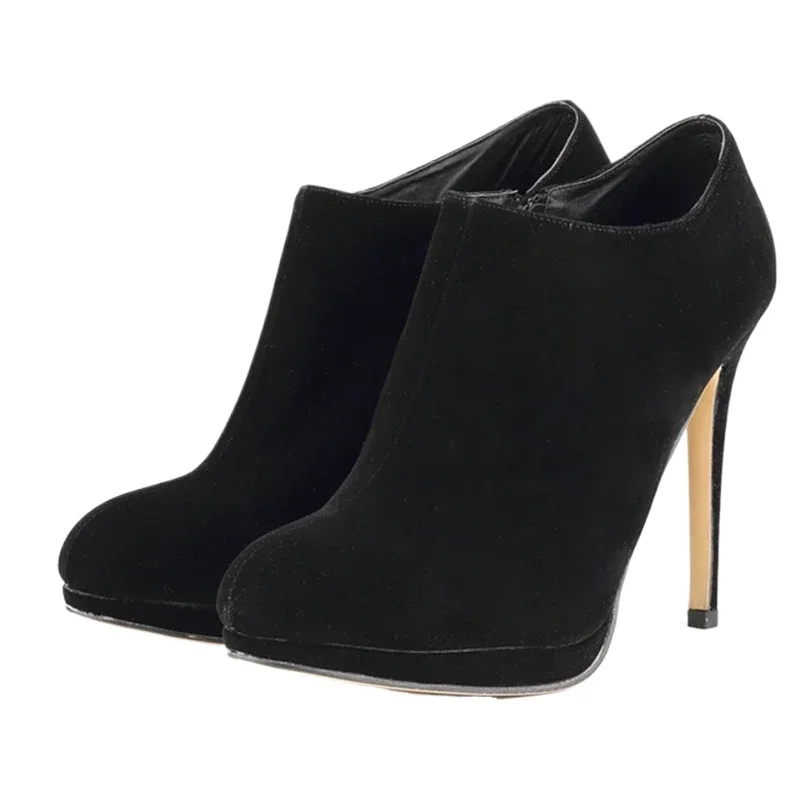 

Женские ботильоны, осенне-зимняя обувь на молнии с круглым носком, женские теплые короткие ботинки на высоком каблуке 11 см, элегантная обувь botines para mujeres