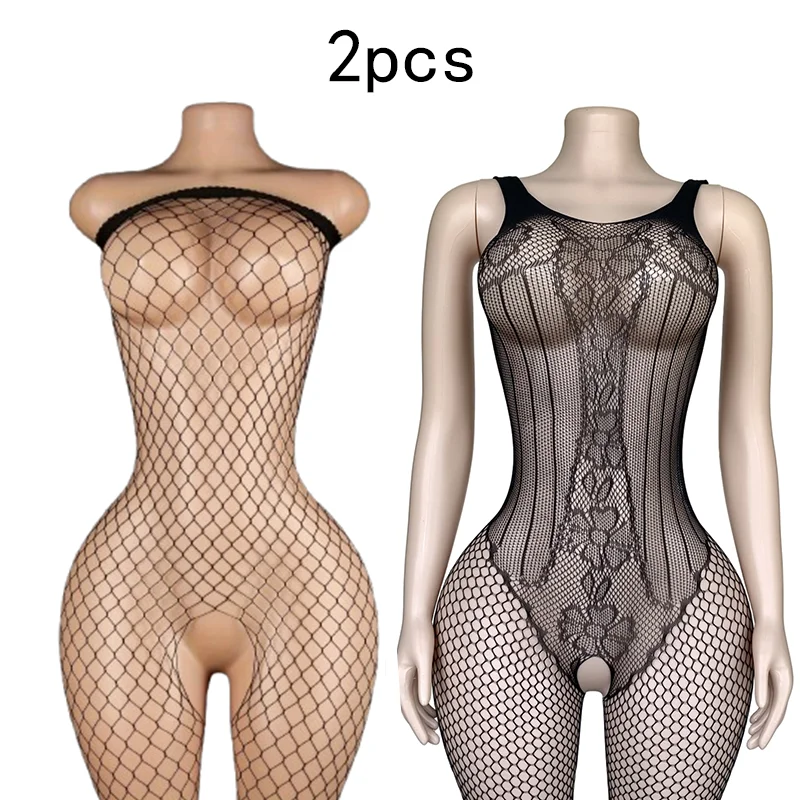 Lingerie - 2개 세트 – 시스루 메쉬 바디수트(브라