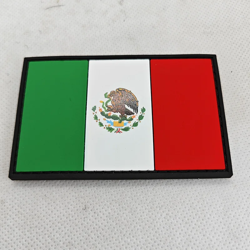 Mexico Flag Embroidered Hook and Loop Flag PVC Patches Mexico Hat and Bags Badges Outsourced Clothes Stickers Backpack Appliques