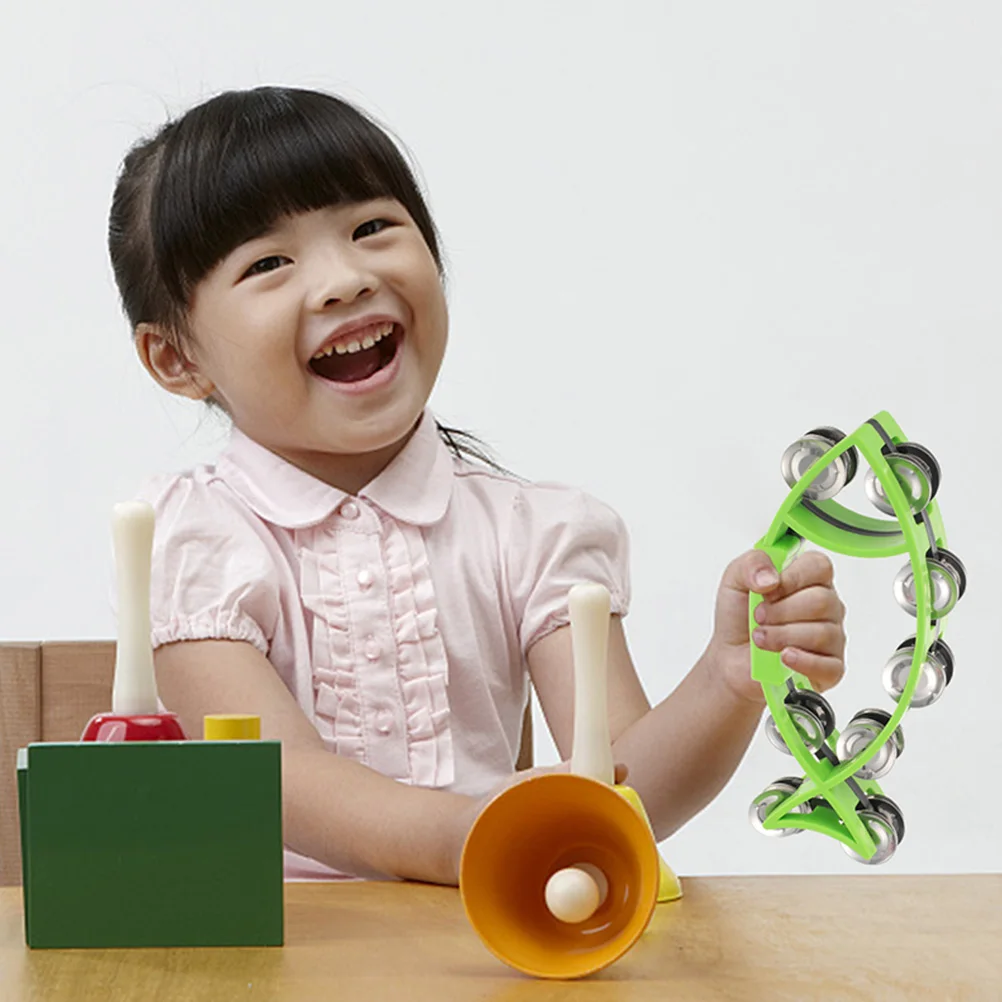 

2 Pcs Fish Shape H Bells Shaking Toys Green Color Portable Funny Percussion Tambourine Music Instrument Toy Kids Adult