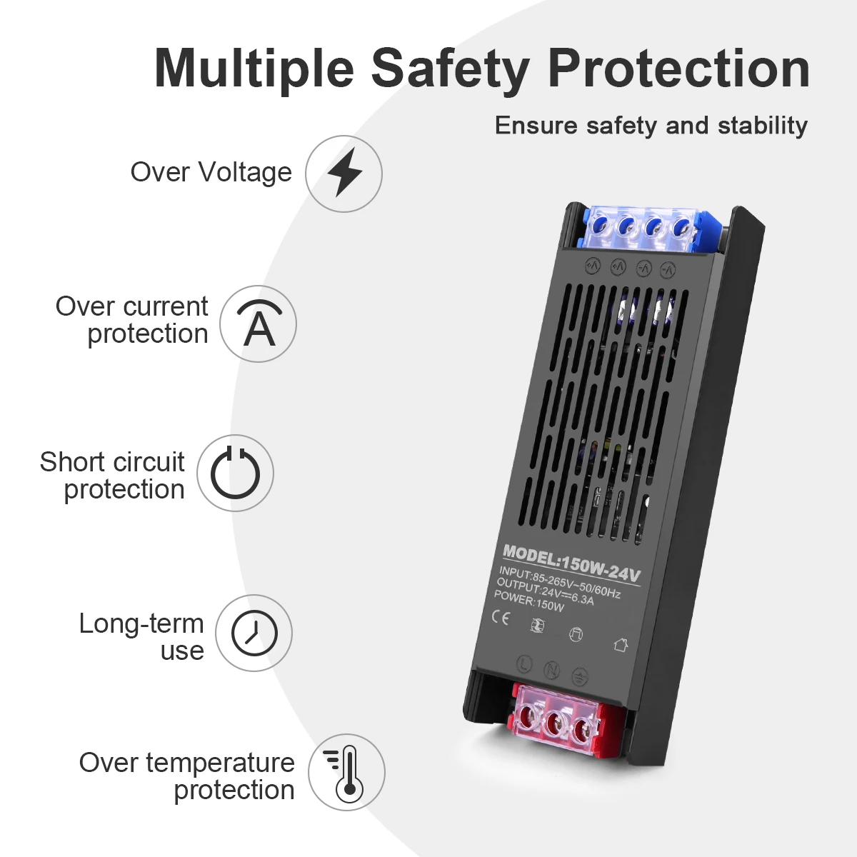 Aluminum DC 12V 24V LED Transformer AC 110V 220V  Power Supply Adapter LED Lights Driver Switching Power Supplies 60W 150W 250W