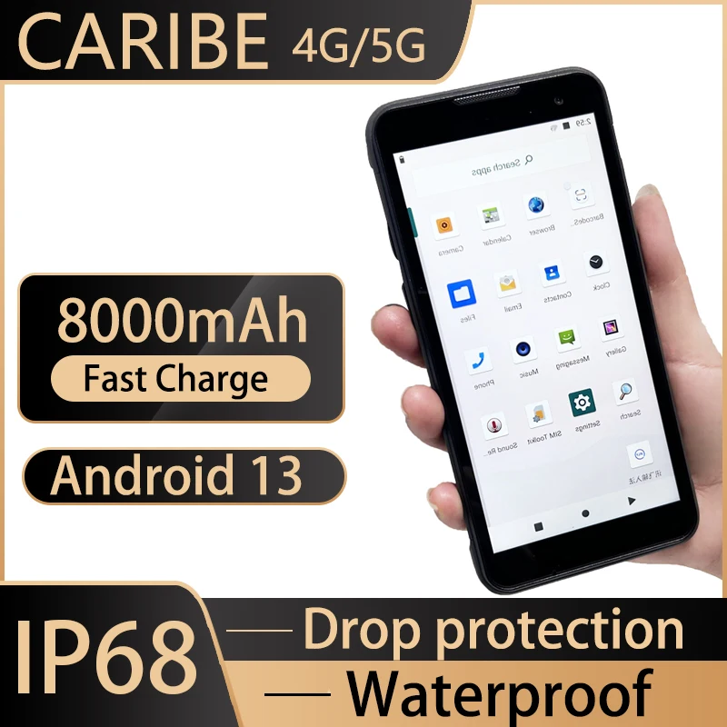 CARIBE RFID Rugged  PL-60L 6 Inch 2D QR Code Terminal Handheld Android 10 Barcode Scanner PDA