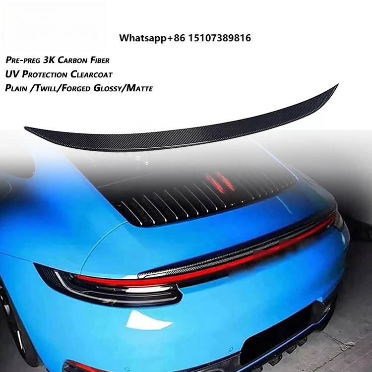 Carbon Prepreg Prior Design Style Rear Trunk Lip Spoiler Carbon Fiber Bumper for 992 911 Turbo GTS S GT3