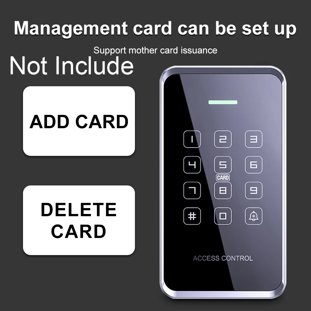 125Khz+13.56Mhz RFID NFC Access Control Keypad 1000User Waterproof Backlight Touch Lock Dual Frequency ID+IC Card Pin Unlock