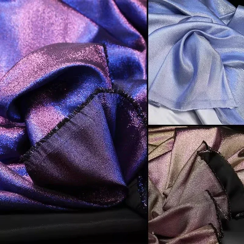 Tessuto di raso scintillante sfumato colorato fatto a mano fai da te vestiti per bambole costumi di scena sfondo tessuti firmati per cucire