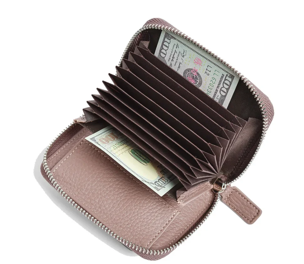 Korean Japan Style Simple RIFD Umisex Short Wallet 100% Genuine Cow Leather Business Credit Card Holder White Cowskin Coin Purse