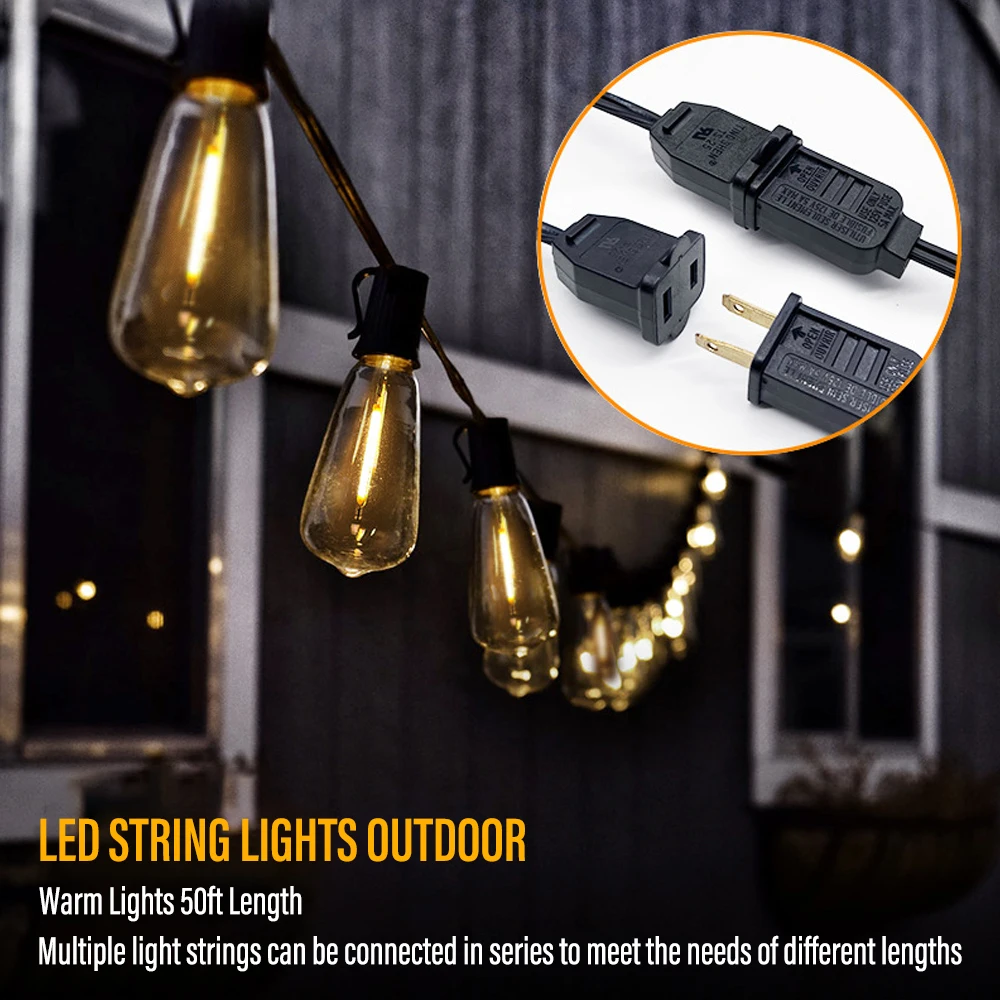 ST38 luci a stringa a LED per esterni luci a stringa Edison impermeabili per illuminazione decorativa per interni/esterni portico bistrot Cafe